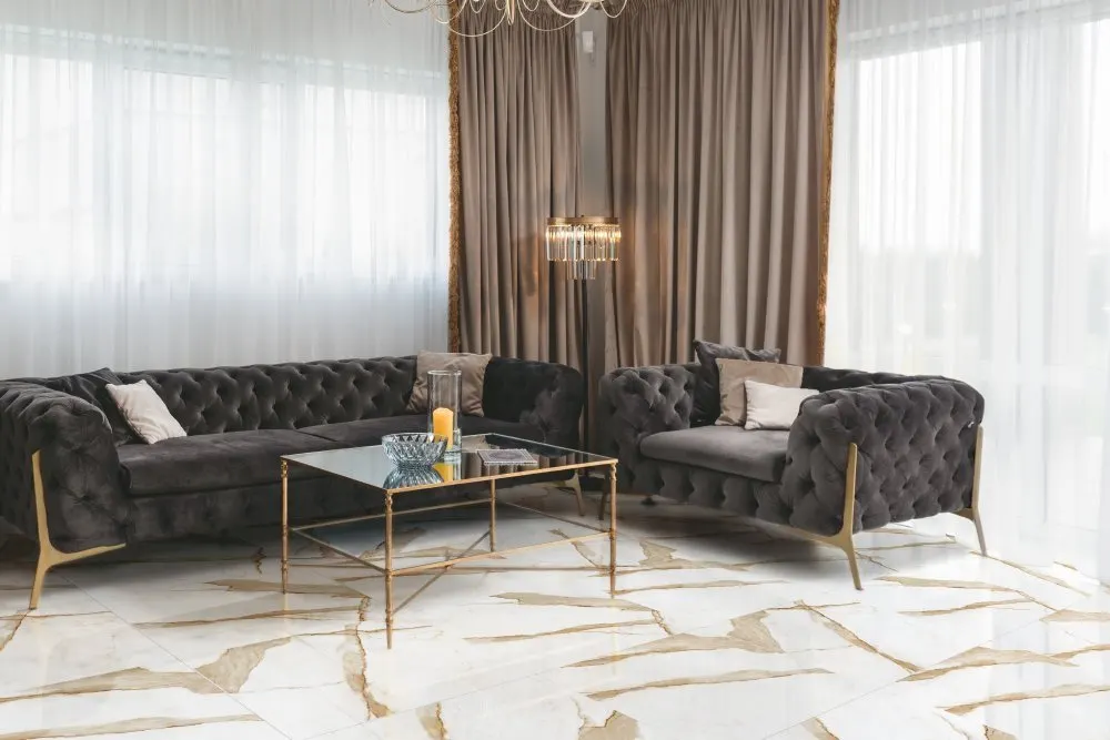 Ambiente com Piso Cerâmico Brilhante Retificado 70x70cm R70032 - Rocha