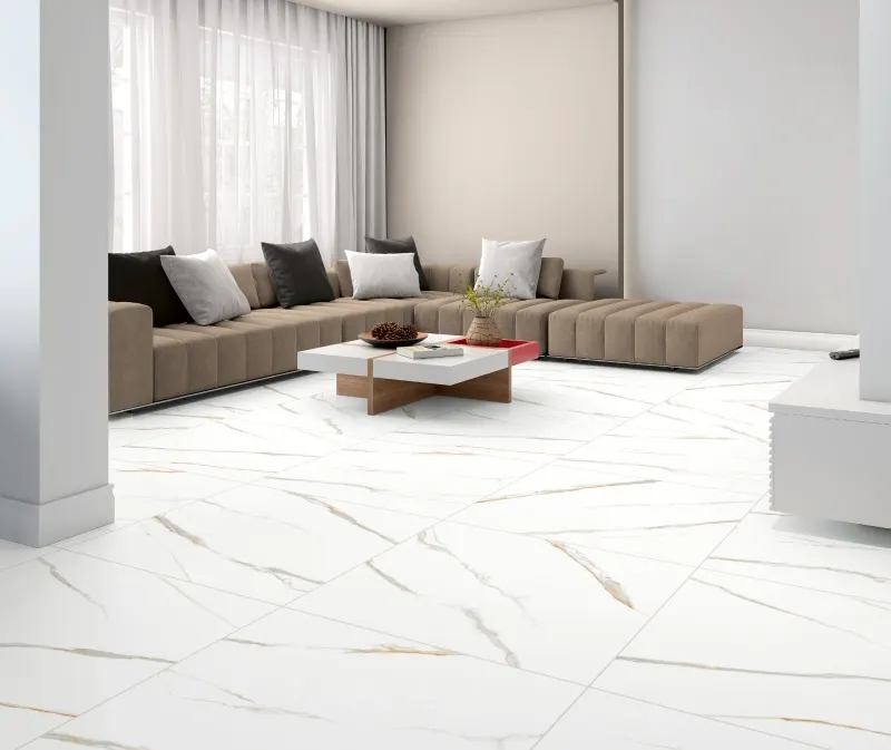 Ambiente com Piso Cerâmico Marmorizado Acetinado Retificado 75x75cm Albury - Cecafi