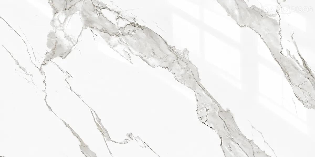 Peça do Piso Cerâmico Marmorizado Polido Retificado 60x120cm Gran Statuario - Formigres Premium