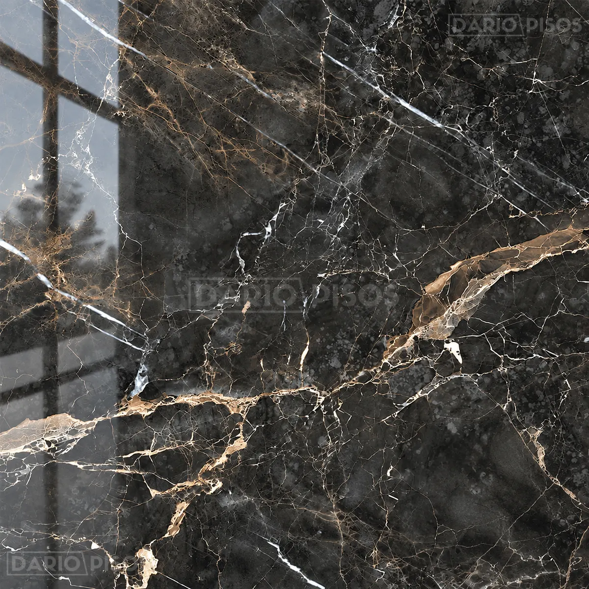 Peça do Piso Cerâmico Marmorizado Polido Retificado 88x88cm Imperium Dark - Formigres Premium
