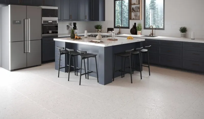 Ambiente com Porcelanato Acetinado Estilo Granilite Retificado 81x81cm Decordots - Gaudi