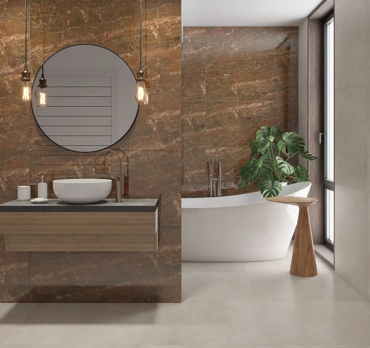 Ambiente com Piso Cerâmico Polido Retificado 60x120cm Gran Fenicia - Formigres Premium