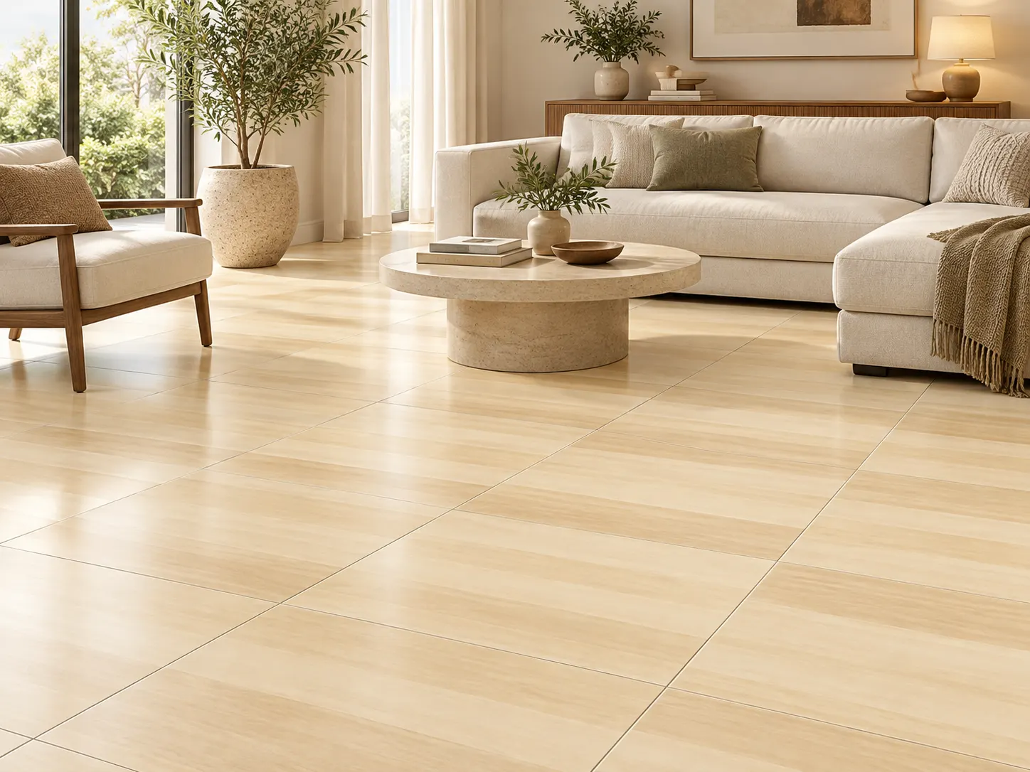 Ambiente com Piso Cerâmico Amadeirado Esmaltado Retificado 60x60cm Parquet Natural - Decore