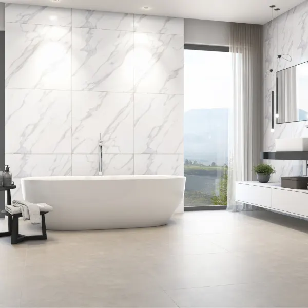 Ambiente com Piso Cerâmico Marmorizado Esmaltado Bold 60x60cm Beni 61018 - Embramaco