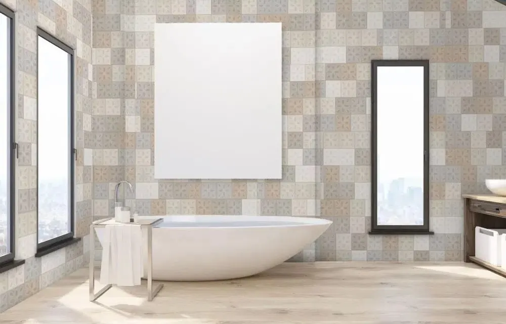 Ambiente com Revestimento de Parede Brilhante Bold 33x60cm Cobogó Cinza - Embramaco