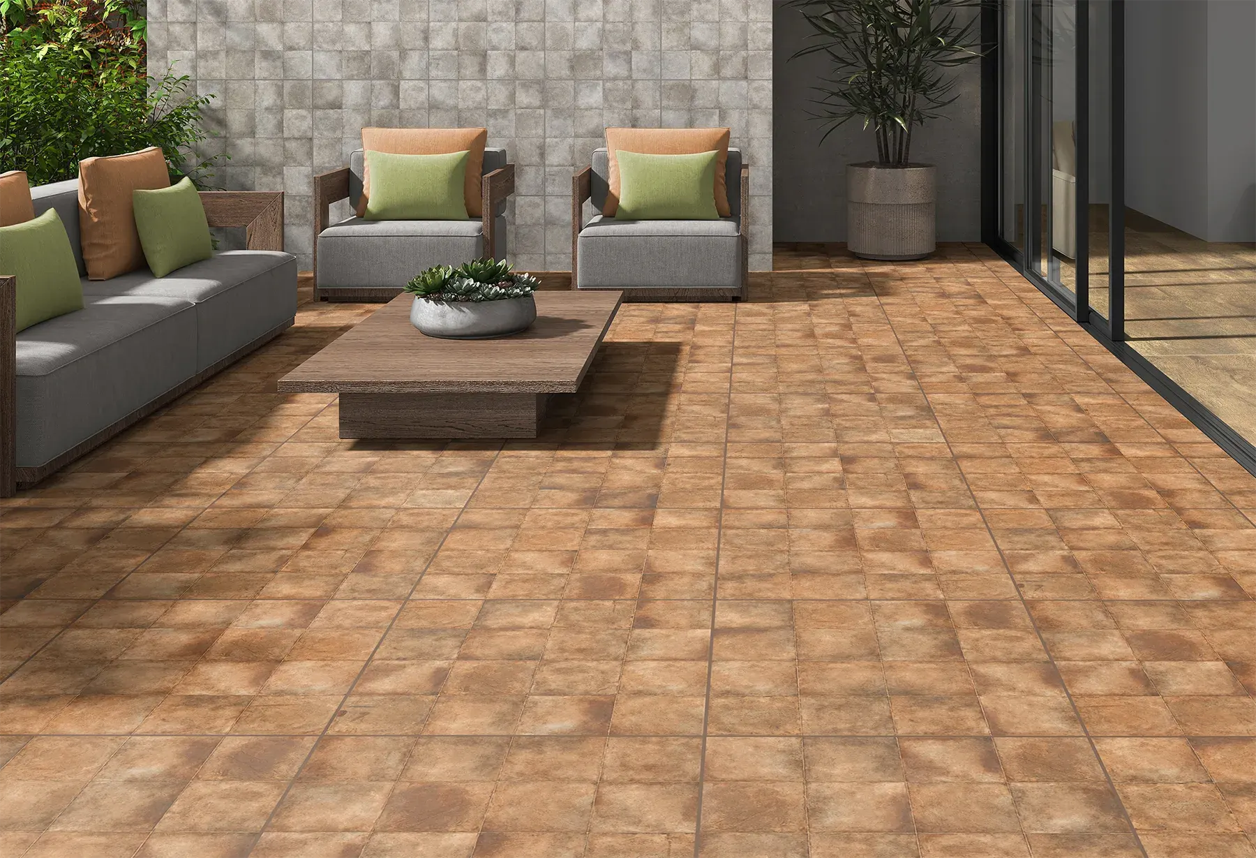 Ambiente com Piso Cerâmico Granilhado Retificado 60x60cm Trancoso MR - Formigres