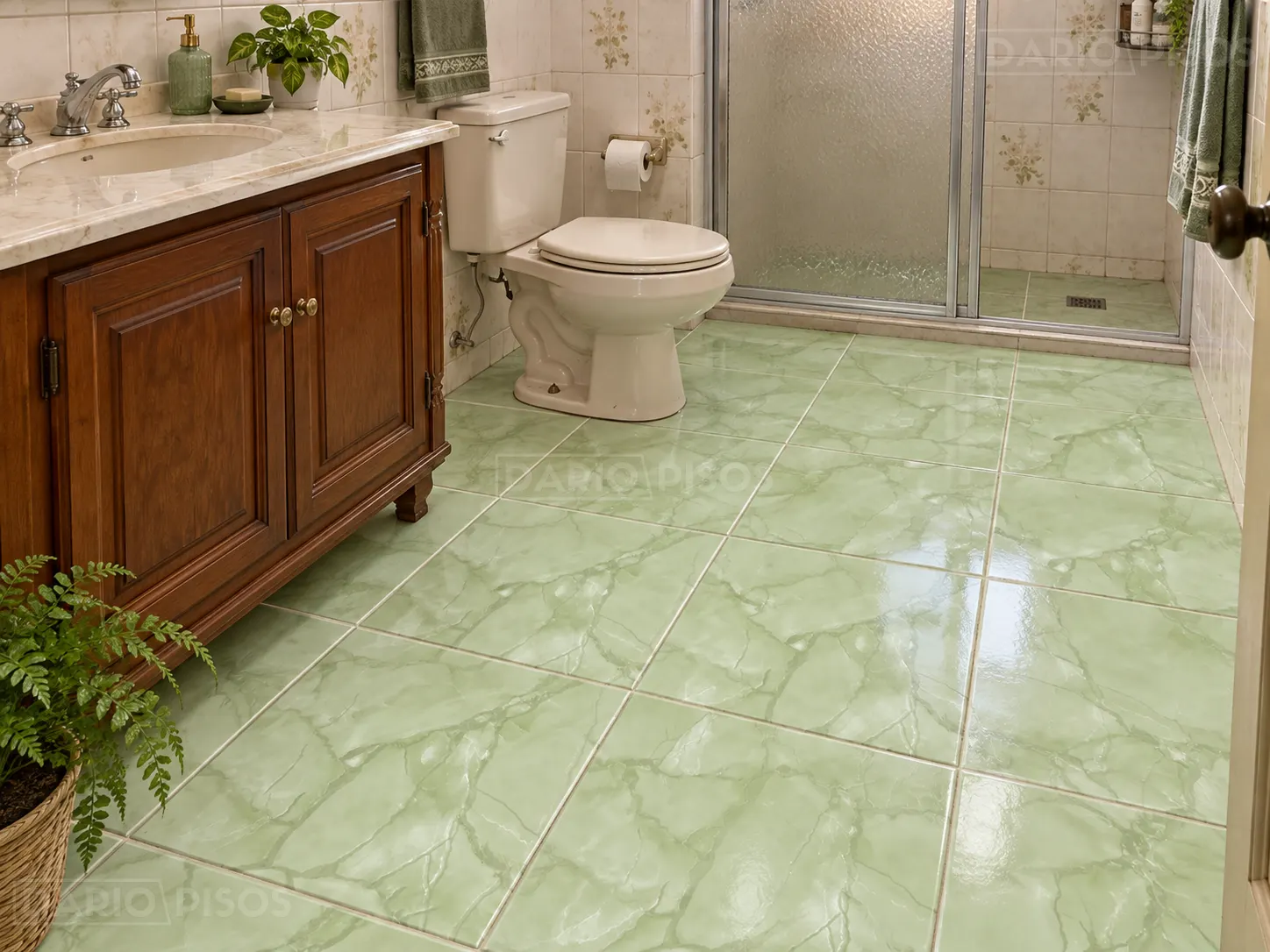 Ambiente com Piso Cerâmico Marmorizado Esmaltado Bold 45x45cm Limone - Formigres