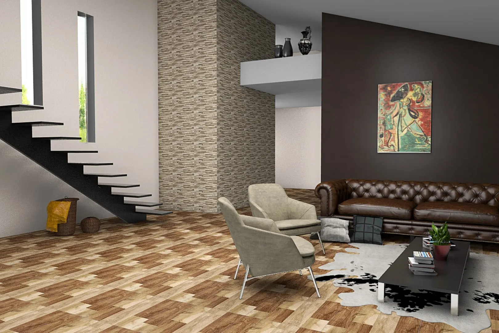 Ambiente com Piso Cerâmico Externo Bold 43x43cm Acacia - Karina
