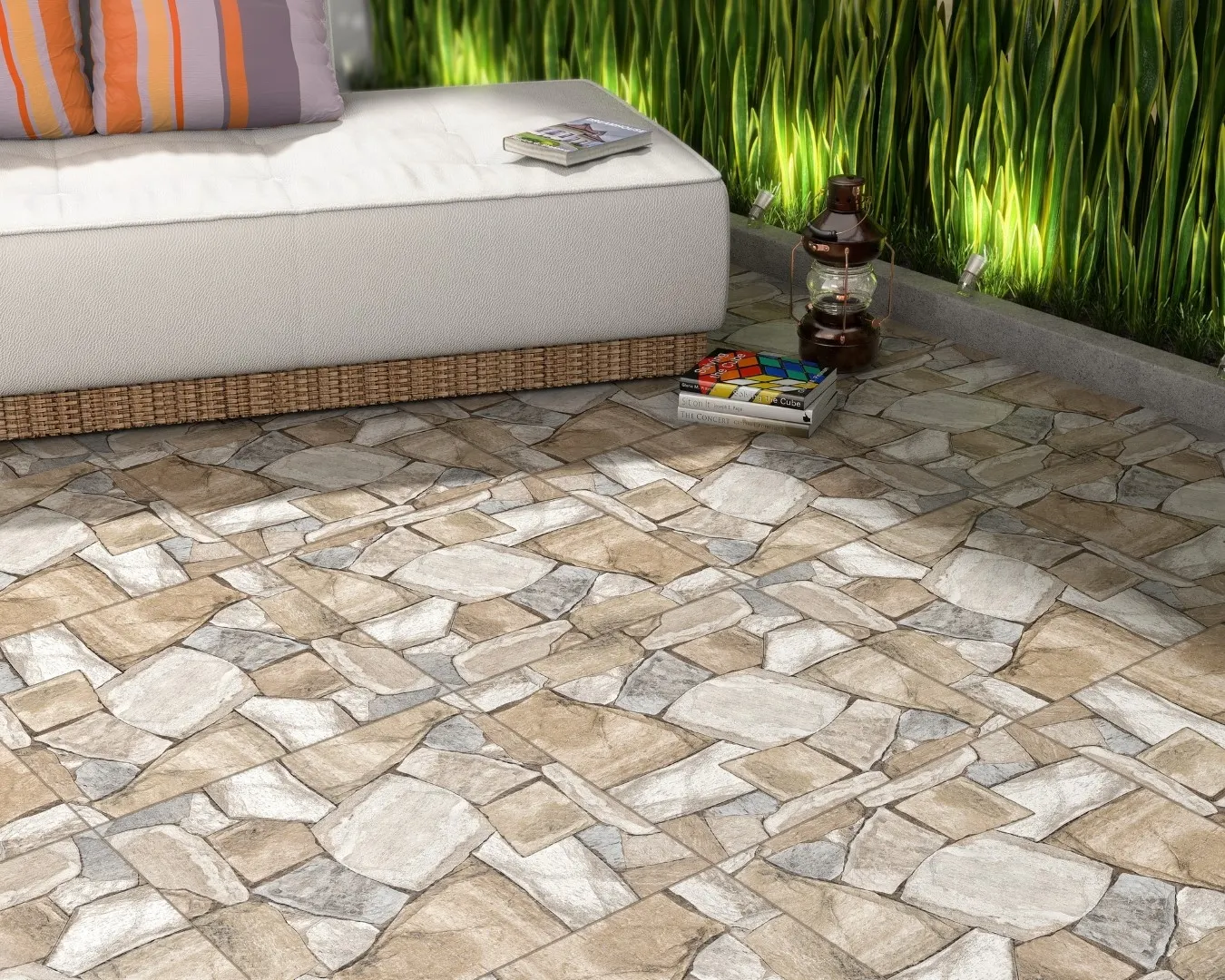 Ambiente com Piso Cerâmico Externo Bold 43x43cm Pompeia - Karina